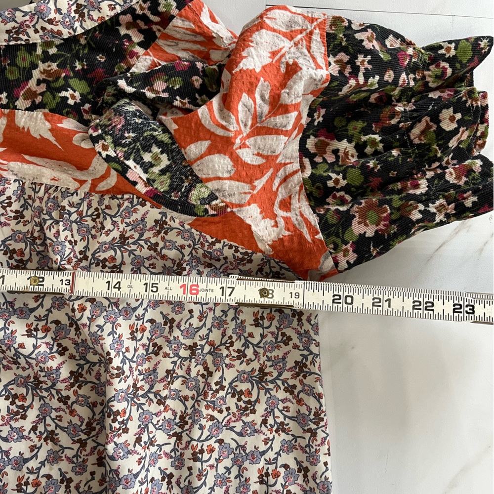 THML Patchwork Floral Ruffle Blouse with neck bac… - image 7